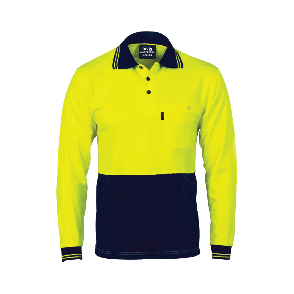 Polo Shirt Long Sleeve Hi Vis No Tape - Yellow