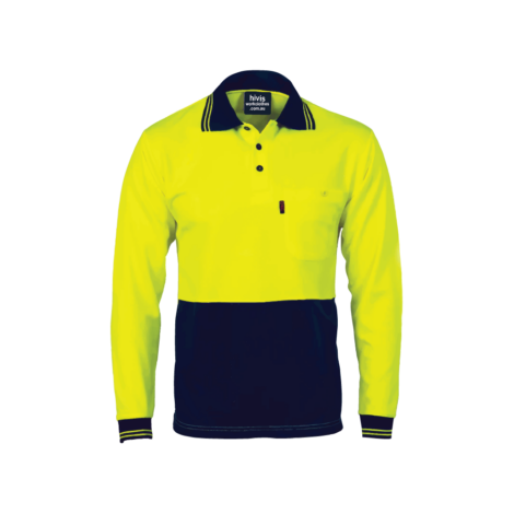 Polo Shirt Long Sleeve Yellow/ Blue